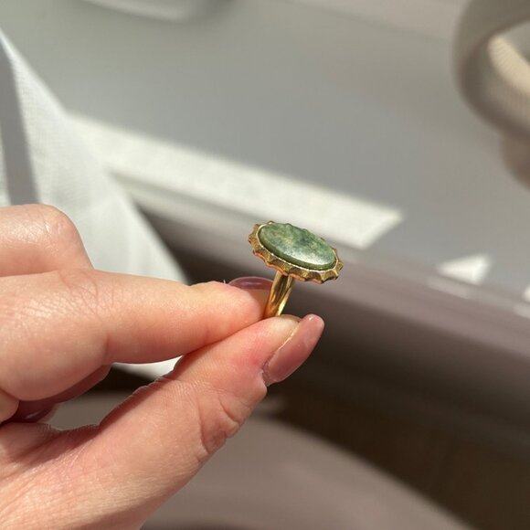 Coventry Green Jade Ring Size 4 Gold 1/20 12KT G.E. - Picture 7 of 11